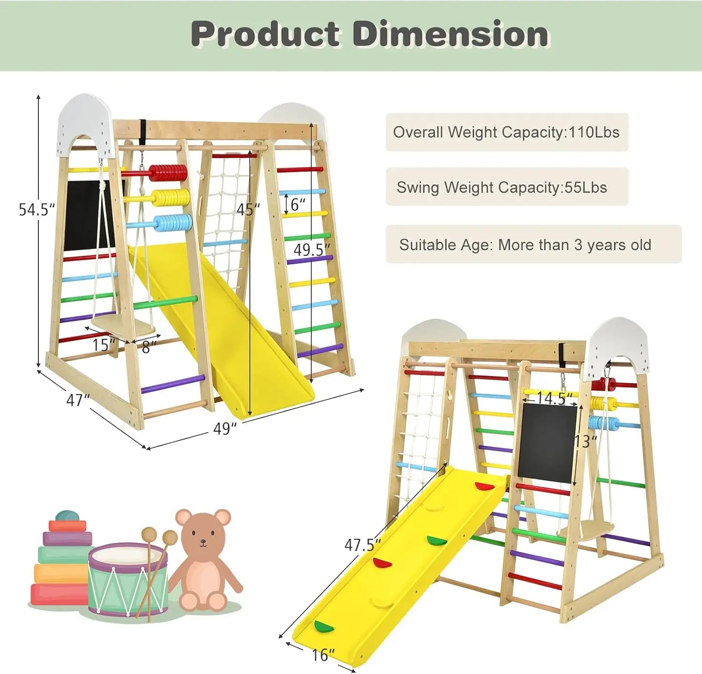 8-in-1 Montessori Indoor Jungle Gym for Toddlers