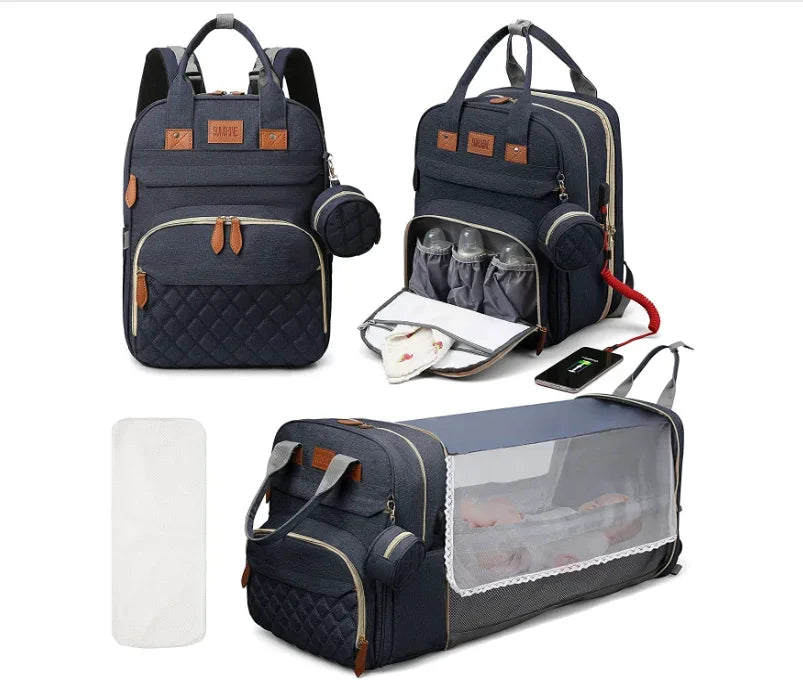 NestPack™ 3-in-1 Diaper Backpack with Built-in Baby Crib