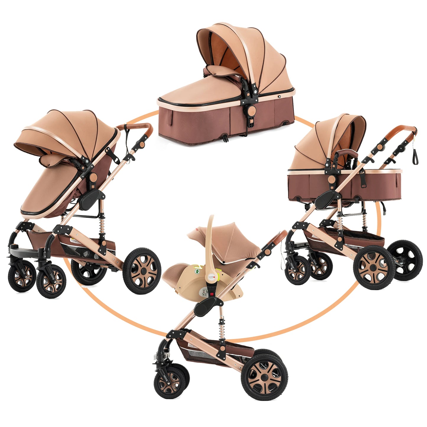 CruiseMate™ 3-in-1 Baby Travel System – Stroller, Car Seat & Bassinet Combo