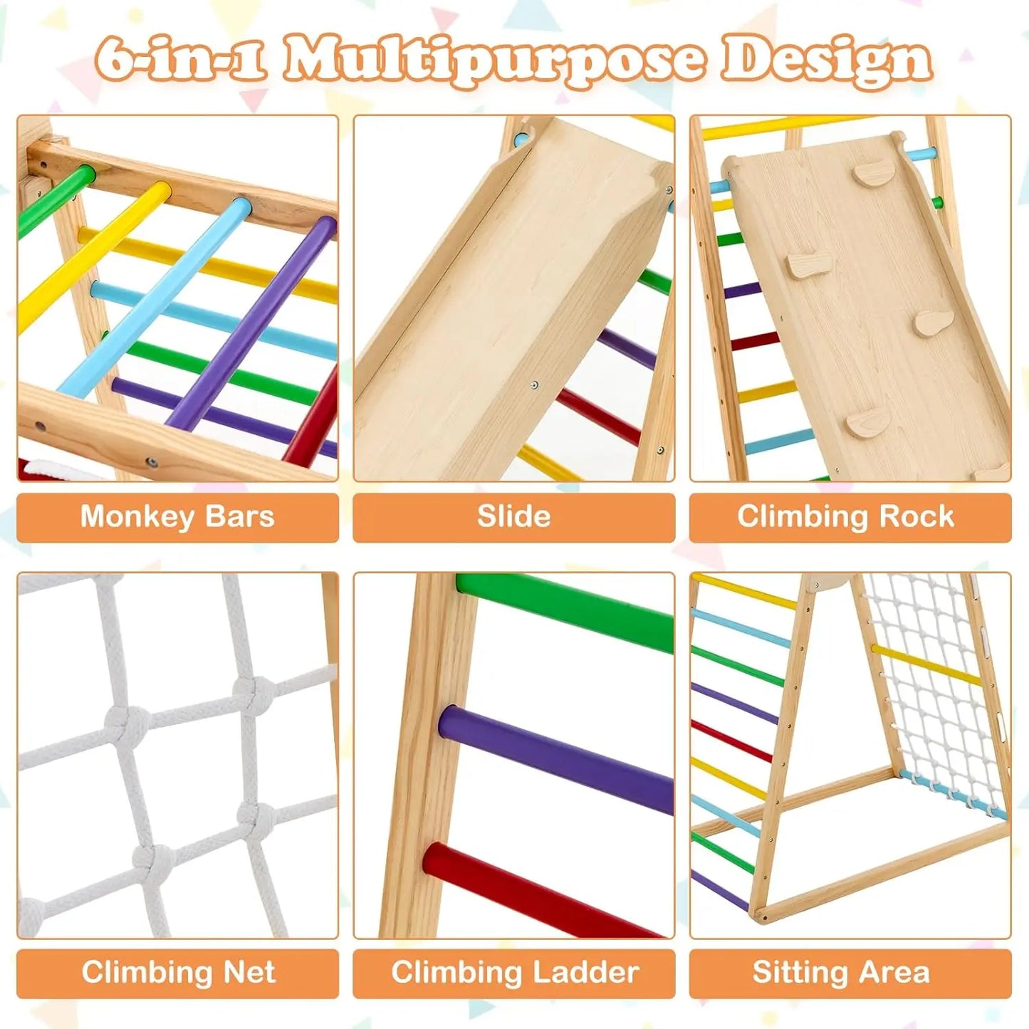 6-in-1 Montessori Indoor Jungle Gym