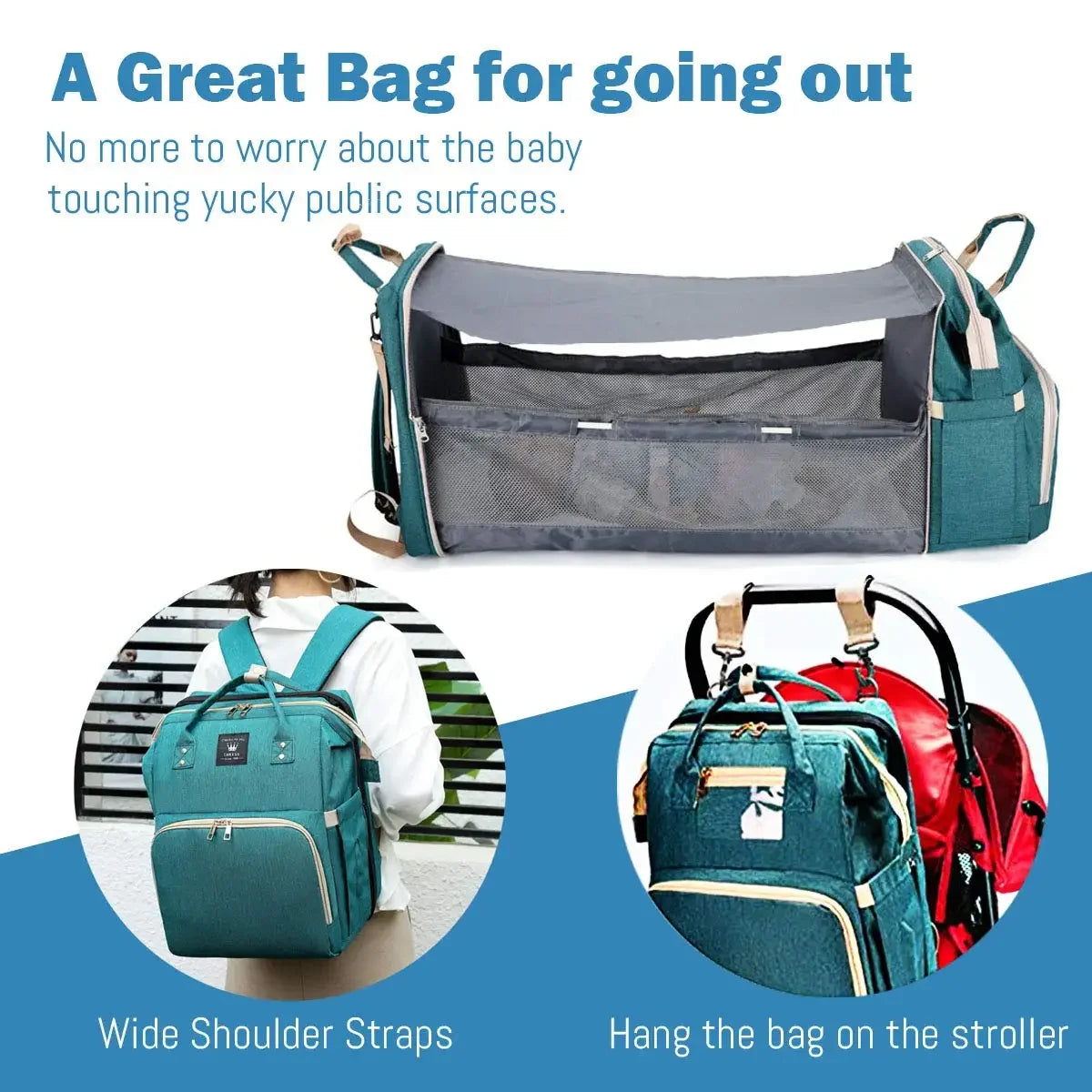 NestPack™ 3-in-1 Diaper Backpack with Built-in Baby Crib