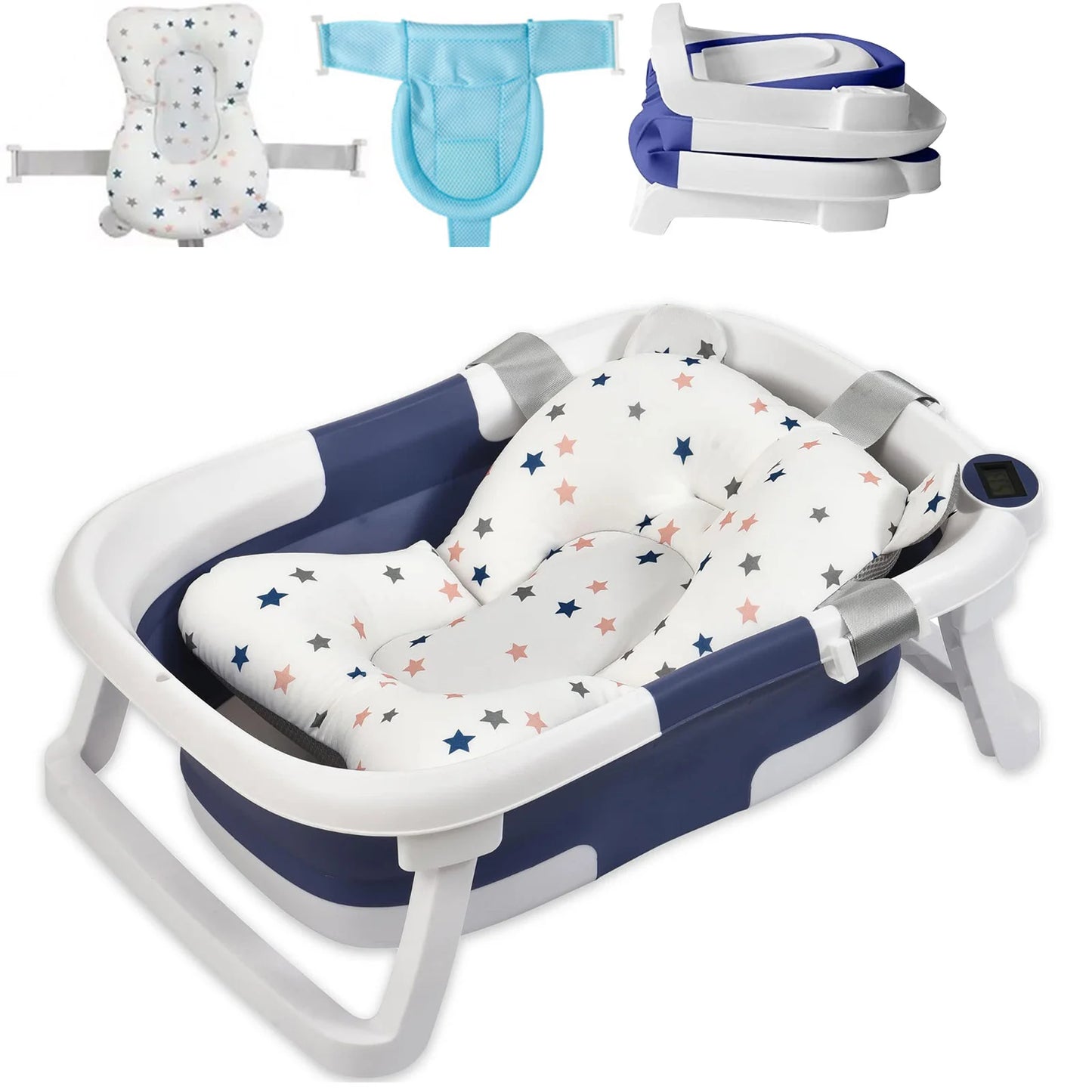 🛁 AquaNest™ Foldable Baby Bathtub Set