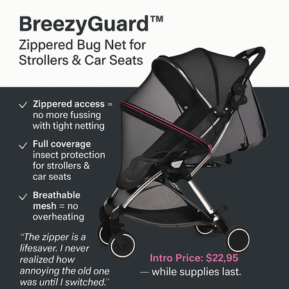 BreezyGuard™ Zippered Stroller & Car Seat Bug Net