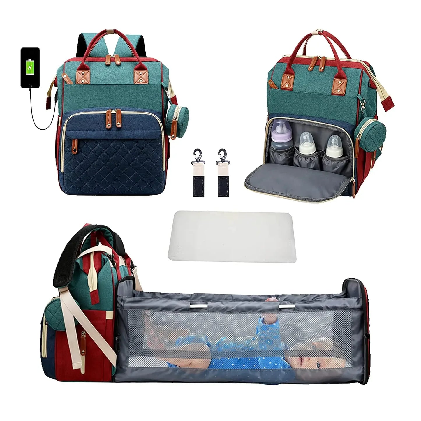 NestPack™ 3-in-1 Diaper Backpack with Built-in Baby Crib