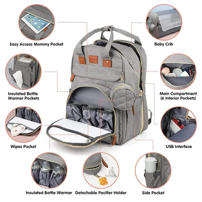 NestPack™ 3-in-1 Diaper Backpack with Built-in Baby Crib