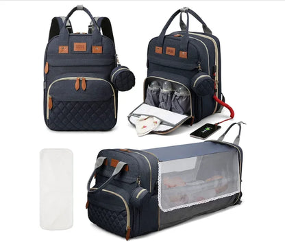 NestPack™ 3-in-1 Diaper Backpack with Built-in Baby Crib
