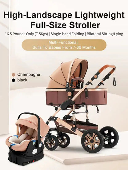 CruiseMate™ 3-in-1 Baby Travel System – Stroller, Car Seat & Bassinet Combo