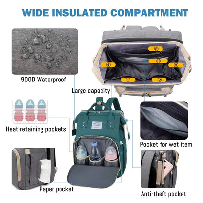 NestPack™ 3-in-1 Diaper Backpack with Built-in Baby Crib