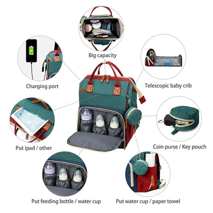 NestPack™ 3-in-1 Diaper Backpack with Built-in Baby Crib
